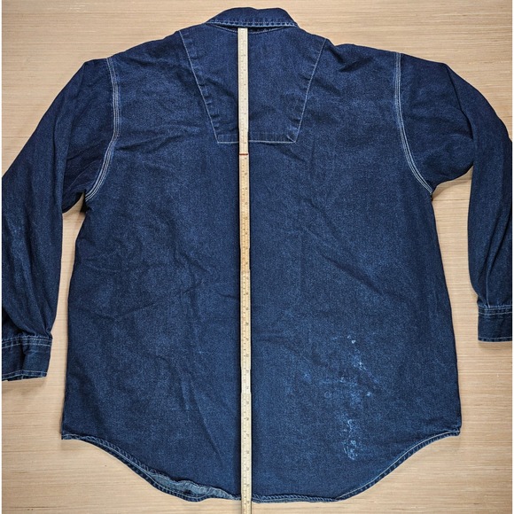 Route 66 Mens Denim Shirt Pearl Snap Button Long Sleeve Western Style Large Y2K - Picture 13 of 15